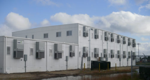 Exterior view of 2-story, 15,000-square-foot permanent modular building constructed of steel framing